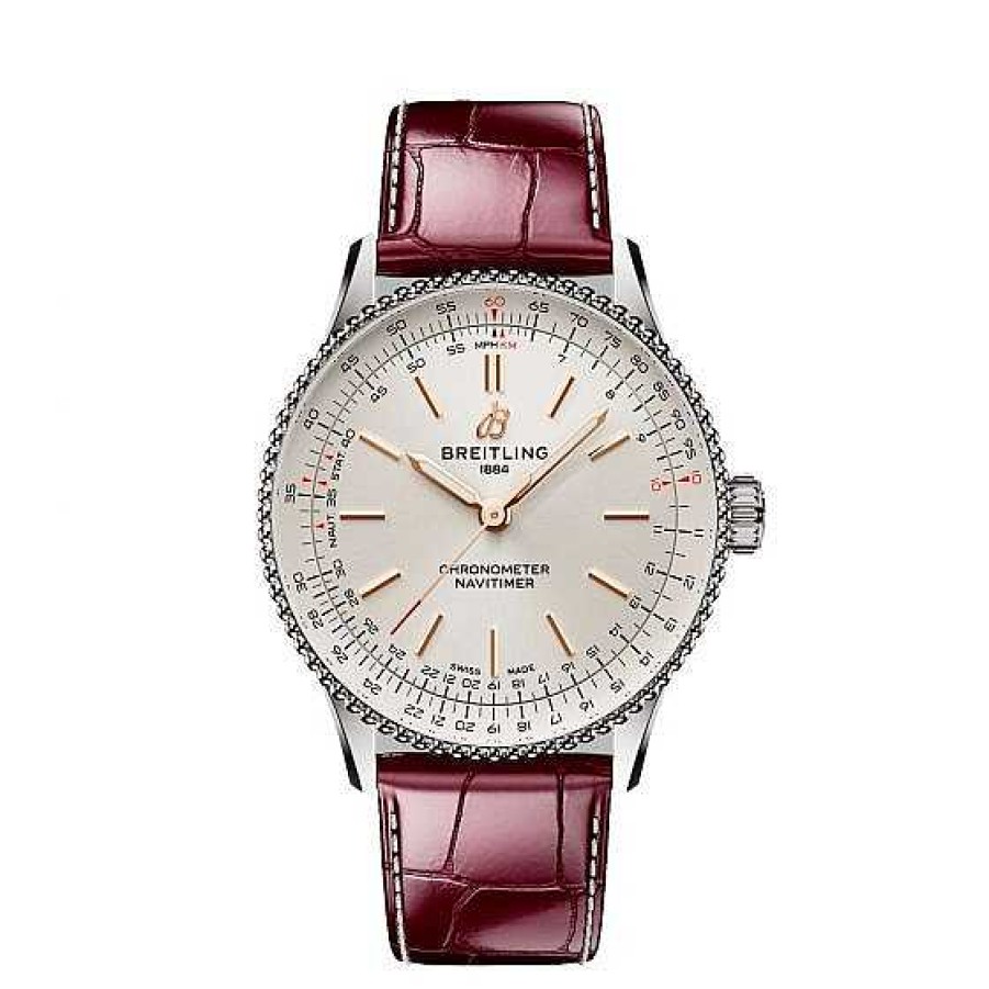 Relojes Breitling | Breitling Navitimer Automatic Blanco Correa Burdeos 36Mm