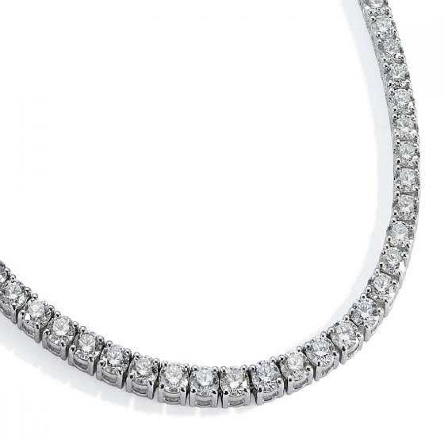 Joyas Chocrón | Collar Gargantilla Riviere De Oro Blanco Con Diamantes Talla Brillante