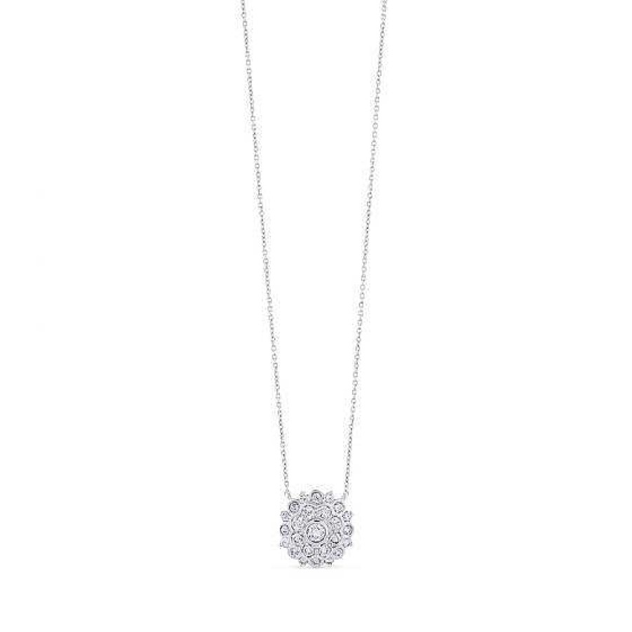 Joyas Chocrón | Colgante De Oro Blanco Con Flor De Diamantes