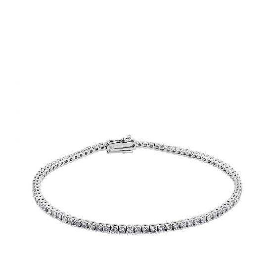 Joyas Chocrón | Pulsera Riviere De Oro Blanco Con Diamantes En Garra De 2.60 Quilates