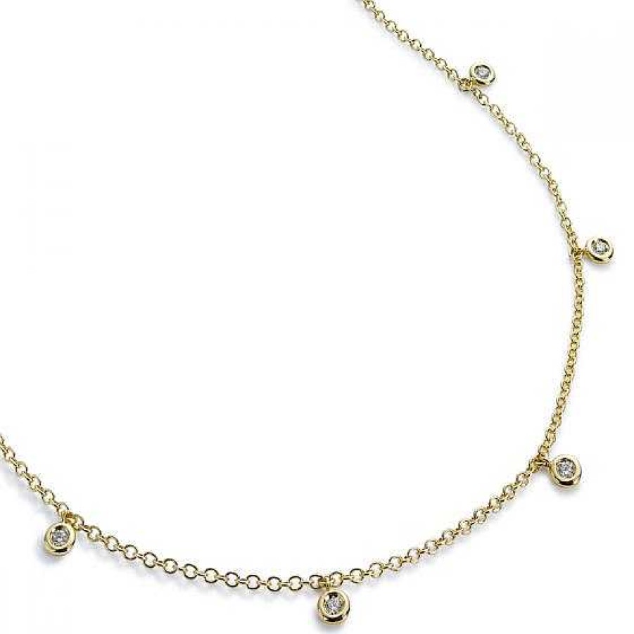 Joyas Chocrón | Colgante "Shiny Drops" Oro Amarillo Con Diamantes Al Aire En Chat N