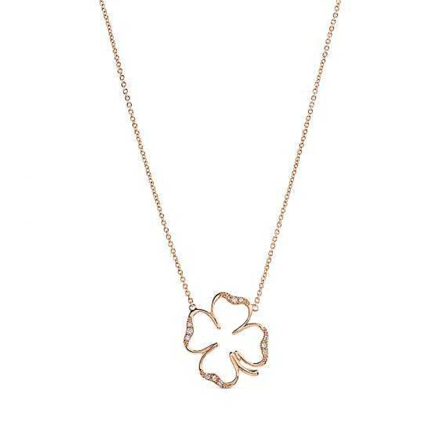 Joyas Chocrón | Colgante Clover De Oro Rosa Con Diamantes 20 Mm