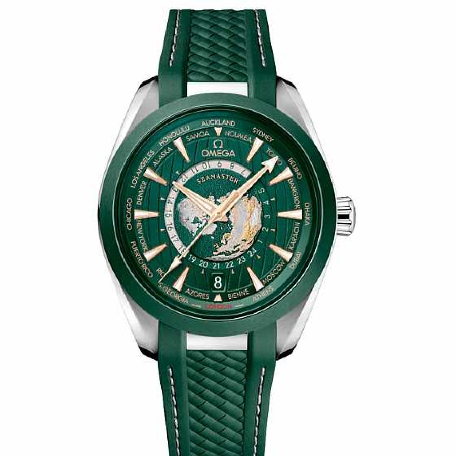 Relojes Ω OMEGA | Omega Seamaster Aquaterra World Timer Caucho 43Mm Verde