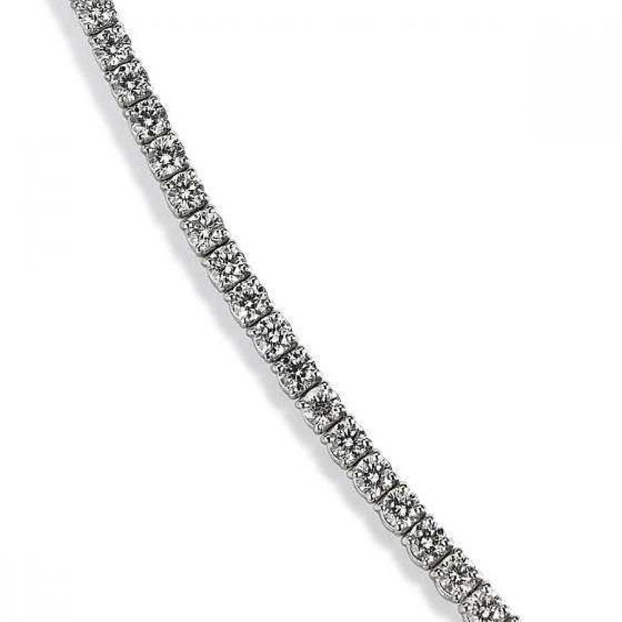 Joyas Chocrón | Pulsera Riviere De Oro Blanco Con Diamantes Talla Brillante En Garra