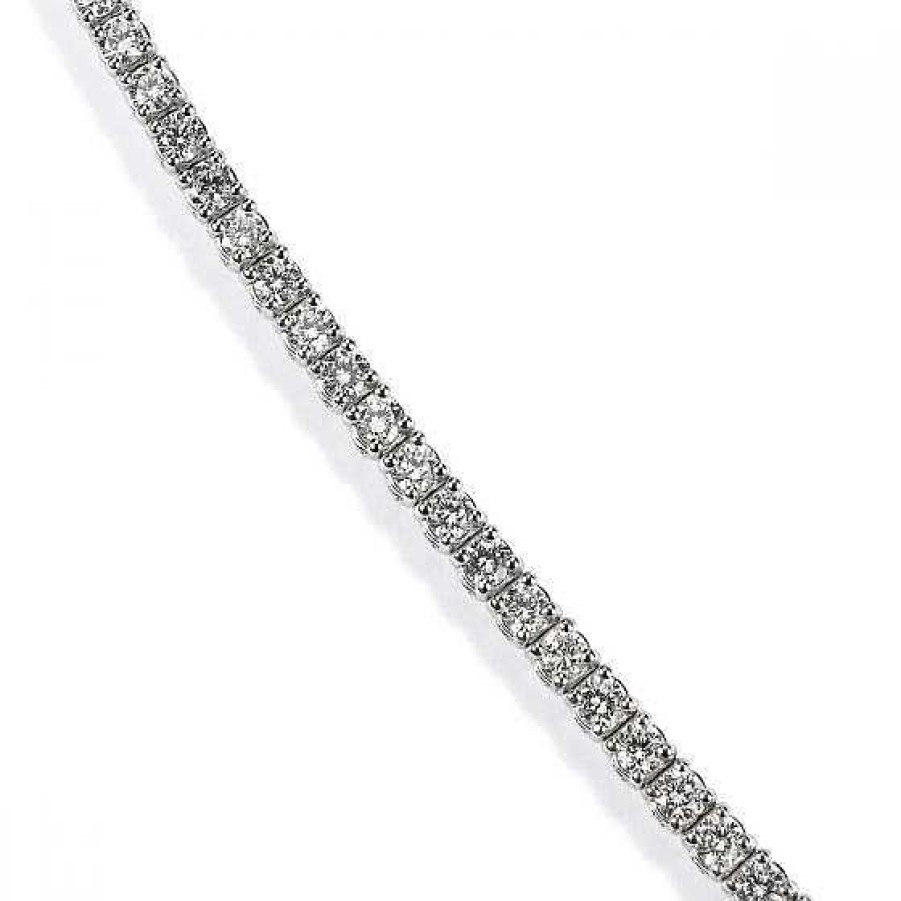 Joyas Chocrón | Pulsera Riviere De Oro Blanco Con Diamantes Talla Brillante En Garra