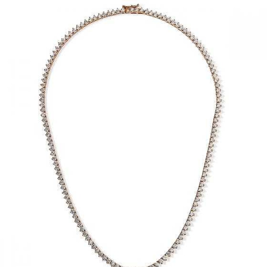 Joyas Chocrón | Collar Riviere De Oro Rosa Con Diamantes Engastados De 3 Garras