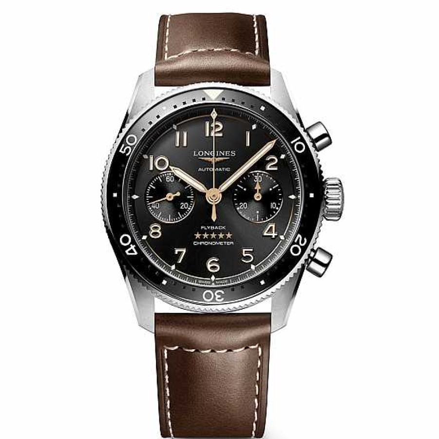 Relojes Longines | Longines Spirit Flyback 42Mm Negro Correa Piel