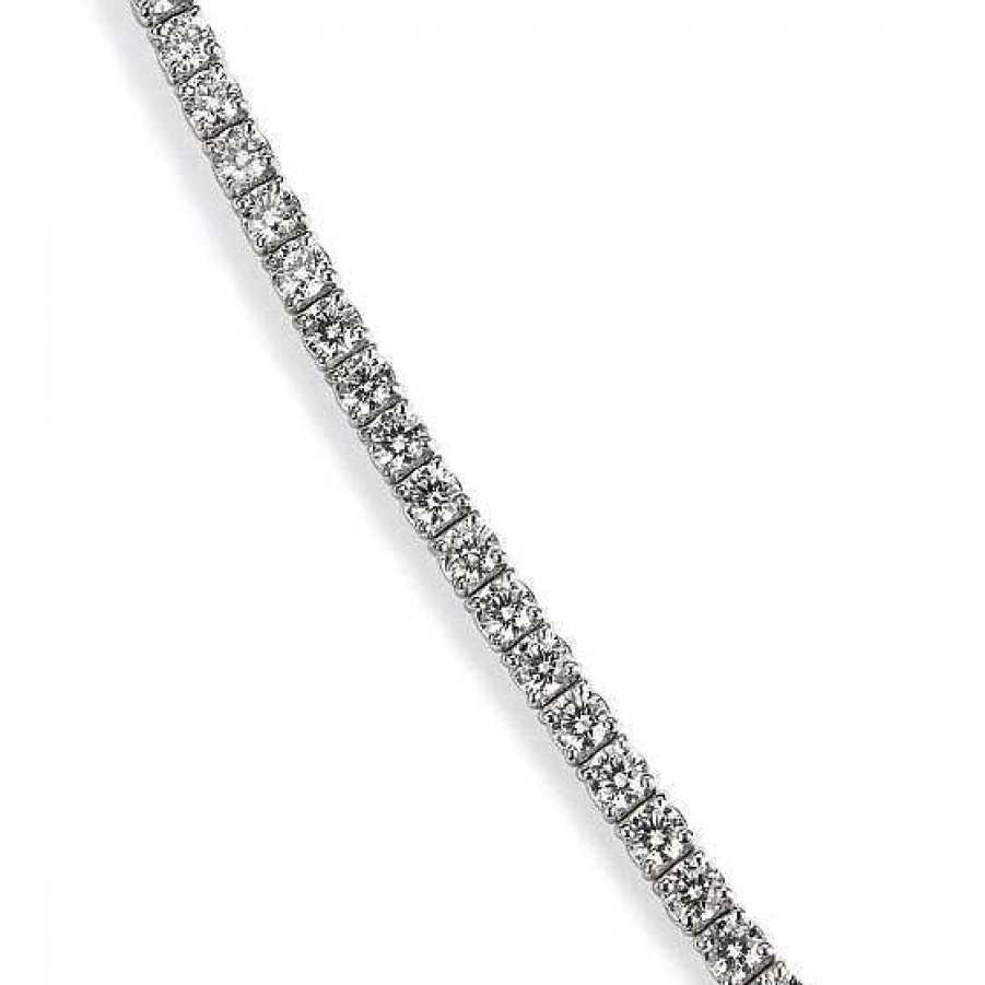 Joyas Chocrón | Pulsera Riviere De Oro Blanco Con Diamantes Talla Brillante En Garra