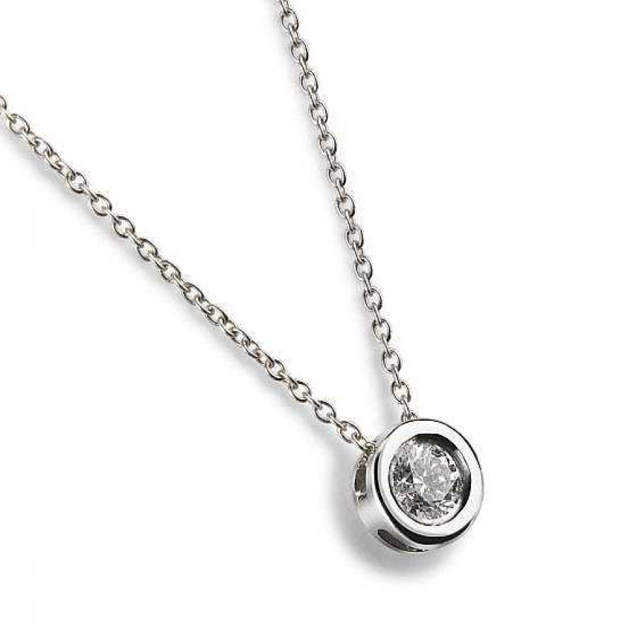 Joyas Chocrón | Colgante De Oro Blanco Con Diamante En Chat N