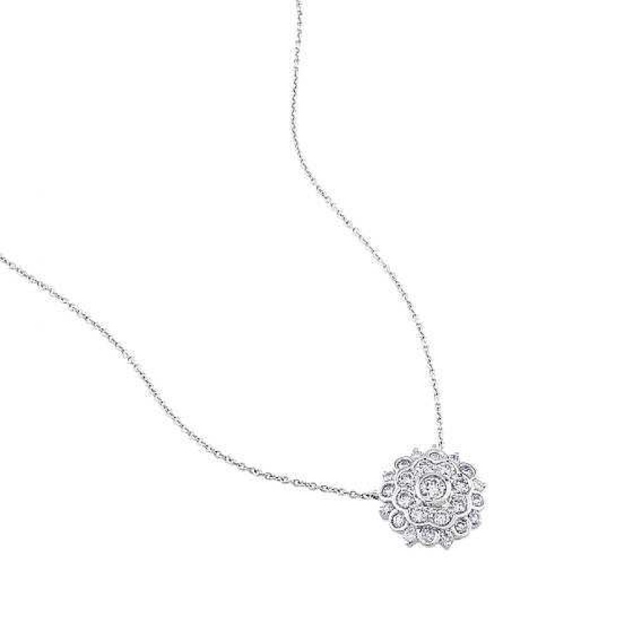 Joyas Chocrón | Colgante De Oro Blanco Con Flor De Diamantes