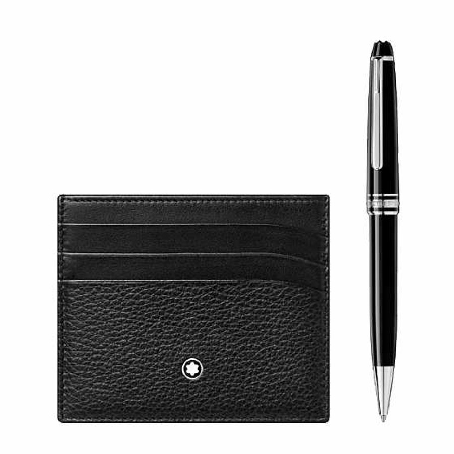 Accesorios Montblanc | Set Montblanc Con Bol Grafo Platinado Meisterst Ck Classique Y Portatarjetas De Bolsillo Meisterst Ck 6 Tarjetas