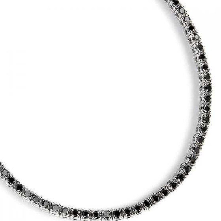 Joyas Chocrón | Pulsera Riviere Oro Blanco Con Diamantes Negros