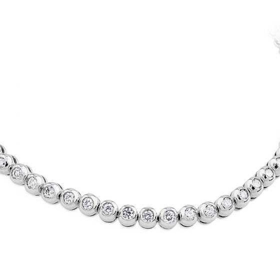 Joyas Chocrón | Pulsera Riviere De Oro Blanco Con Diamantes En Chat N De 1,31 Quilates