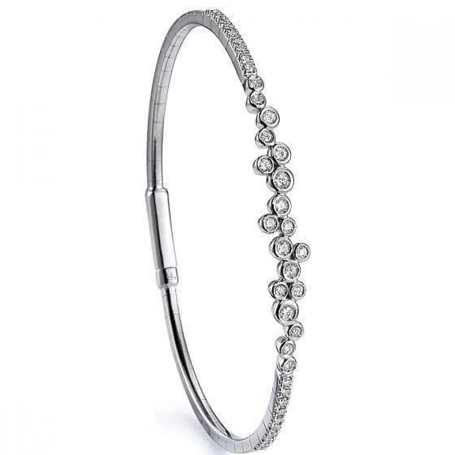 Joyas Chocrón | Pulsera R Gida "Shiny Drops" De Oro Blanco Con Diamantes En Chat N Y Diamantes En 4 Garras