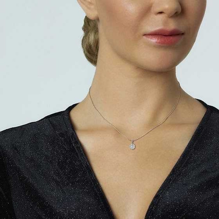 Joyas Chocrón | Colgante De Oro Blanco Con Diamantes Y Engaste Invisible 0.28 Quilates