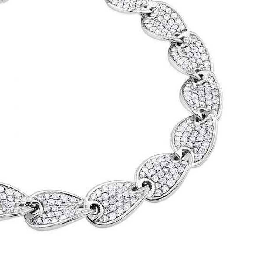 Joyas Chocrón | Pulsera De Oro Blanco Con Lascas De Pav De Diamantes