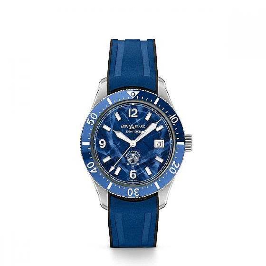 Relojes Montblanc | Montblanc 1858 Iced Sea Automatic Date Esfera Azul Caucho