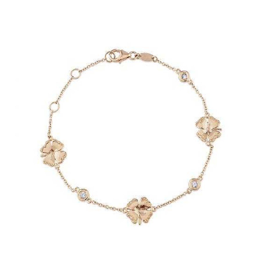 Joyas Chocrón | Pulsera Articulada Clover De Oro Rosa Con Diamantes