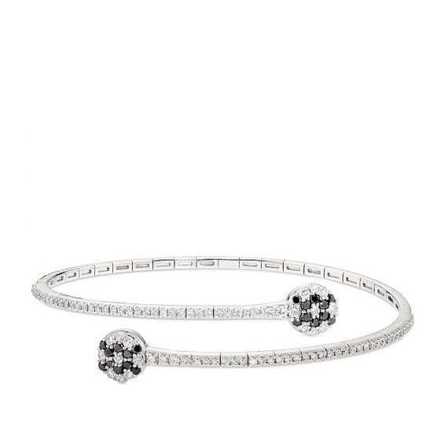 Joyas Chocrón | Pulsera "Tu Y Yo" De Oro Blanco Con Diamantes Blancos Y Negros