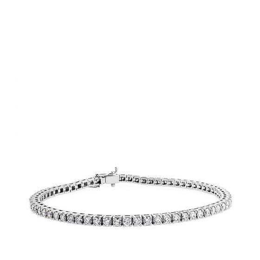 Joyas Chocrón | Pulsera Riviere De Oro Blanco Con Diamantes En Garra De 3,40 Quilates