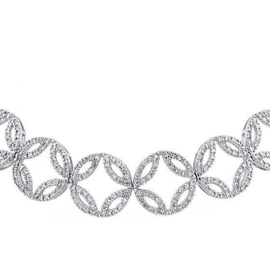 Joyas Chocrón | Pulsera De Oro Blanco Con C Rculos De Pav De Diamantes