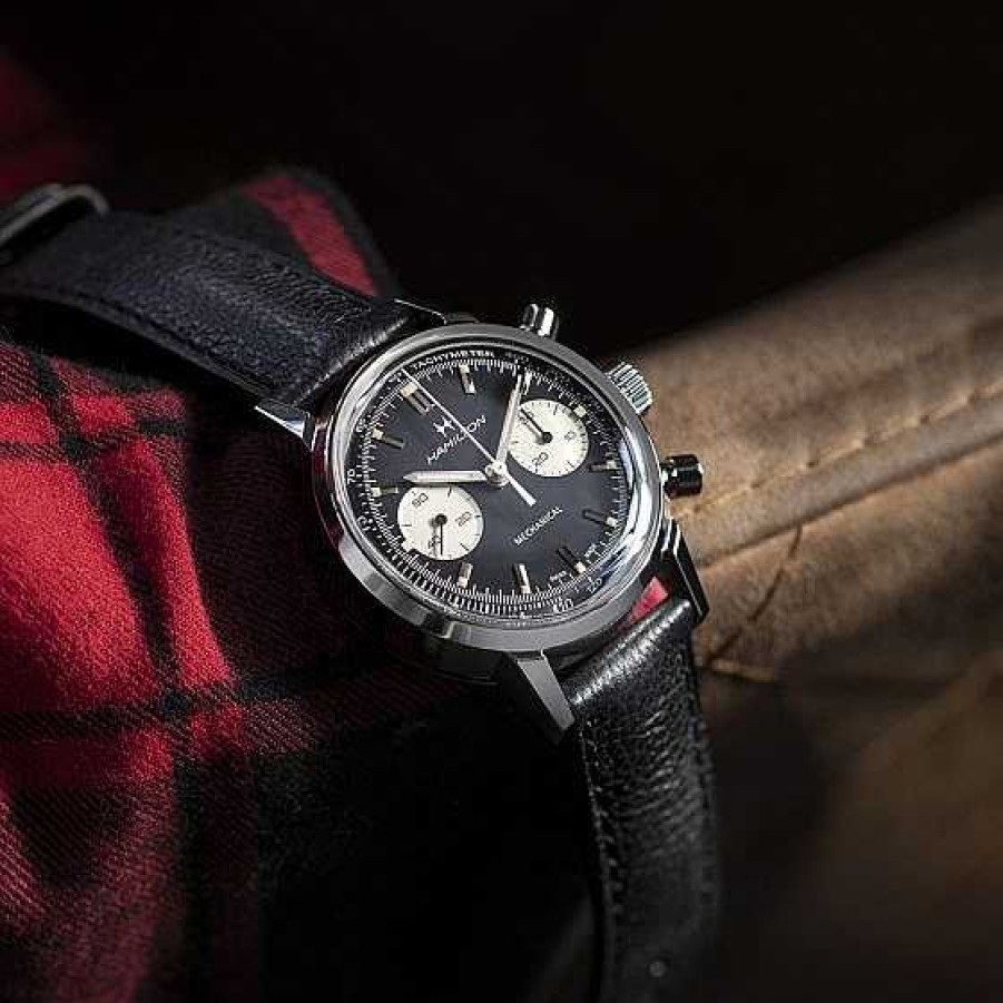 Relojes Hamilton | Reloj Hamilton American Classic Intra-Matic Chronograph H Esfera Negra Piel