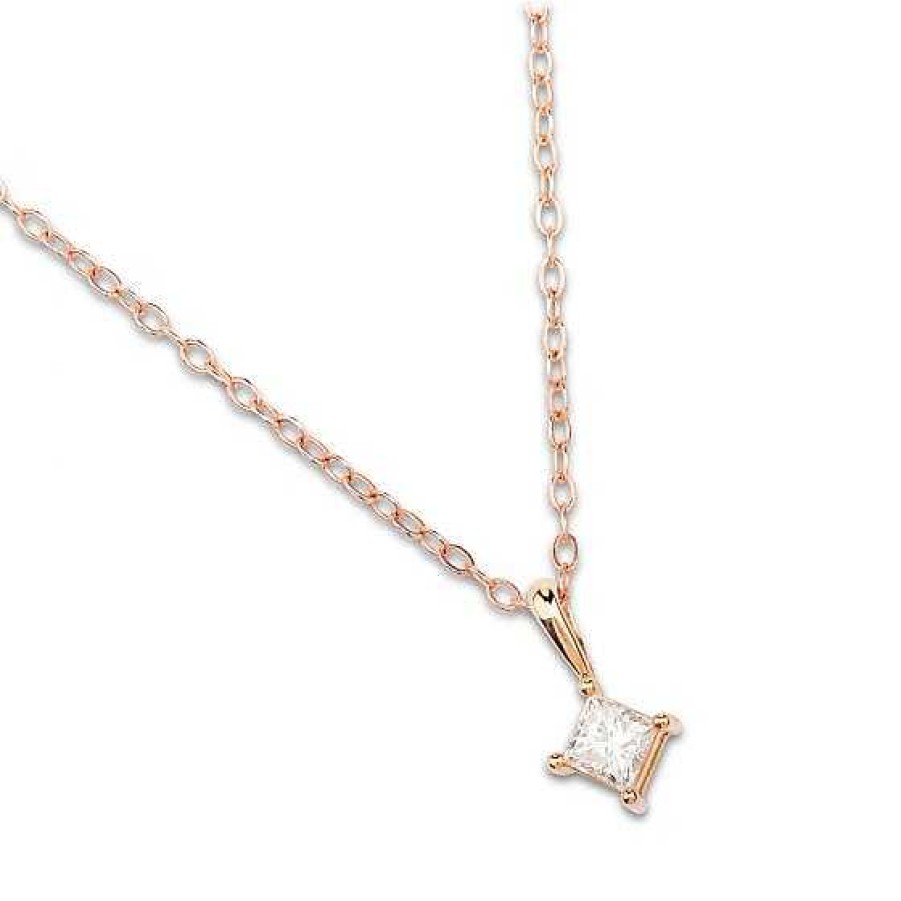 Joyas Chocrón | Colgante De Oro Rosa Con Diamante Talla Princesa En Rombo