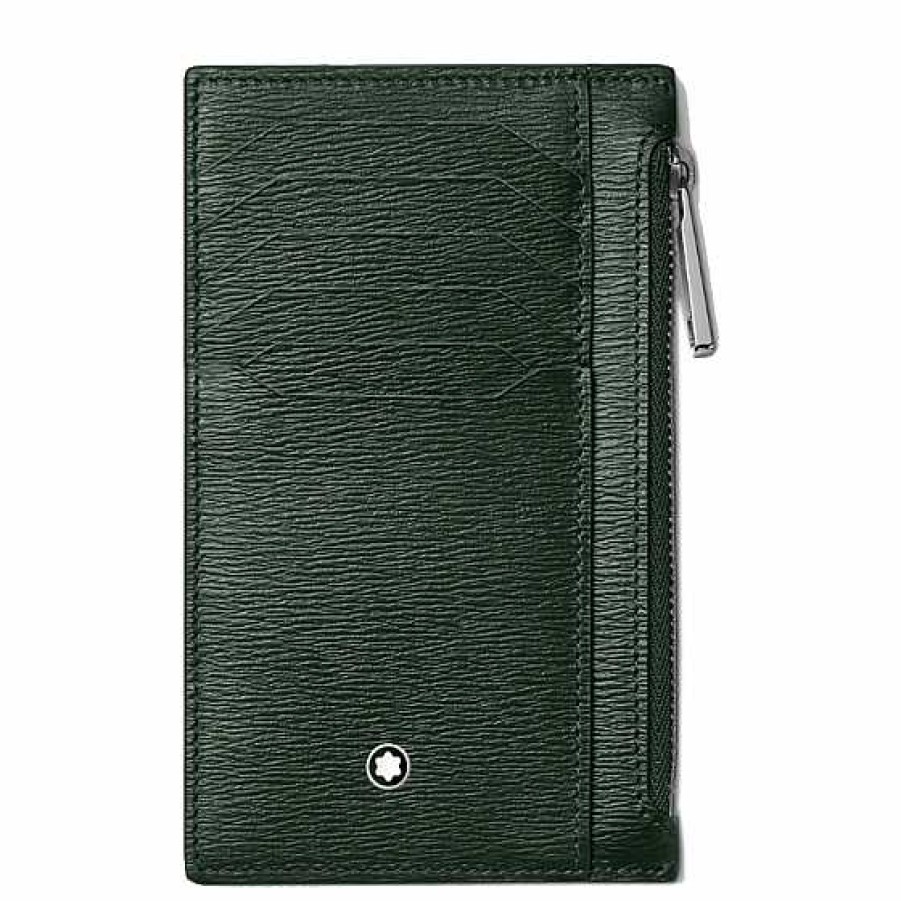 Accesorios Montblanc | Portatarjetas Montblanc 8 Tarjetas Con Bolsillo De Cremallera Verde