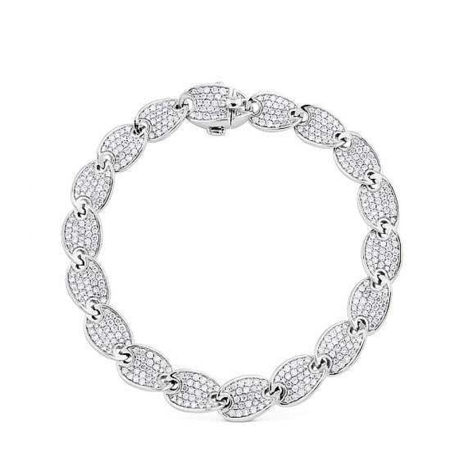 Joyas Chocrón | Pulsera De Oro Blanco Con Lascas De Pav De Diamantes