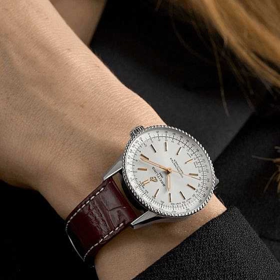 Relojes Breitling | Breitling Navitimer Automatic Blanco Correa Burdeos 36Mm