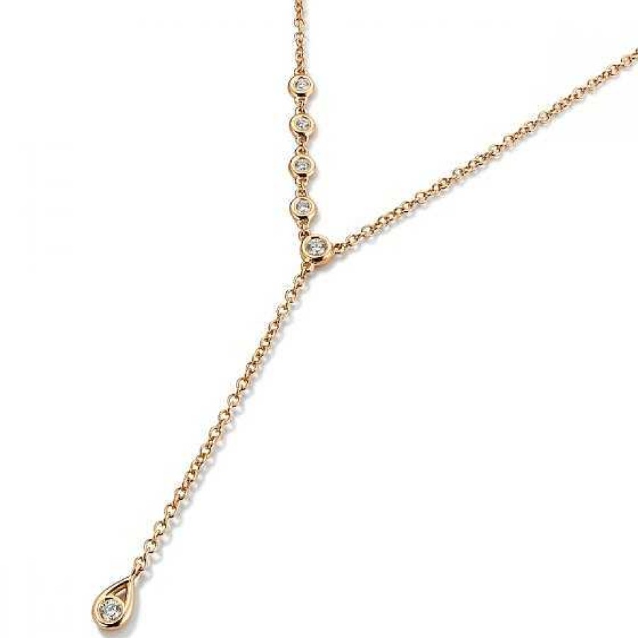 Joyas Chocrón | Colgante "Shiny Drops" Oro Rosa Con Diamantes En Chat N