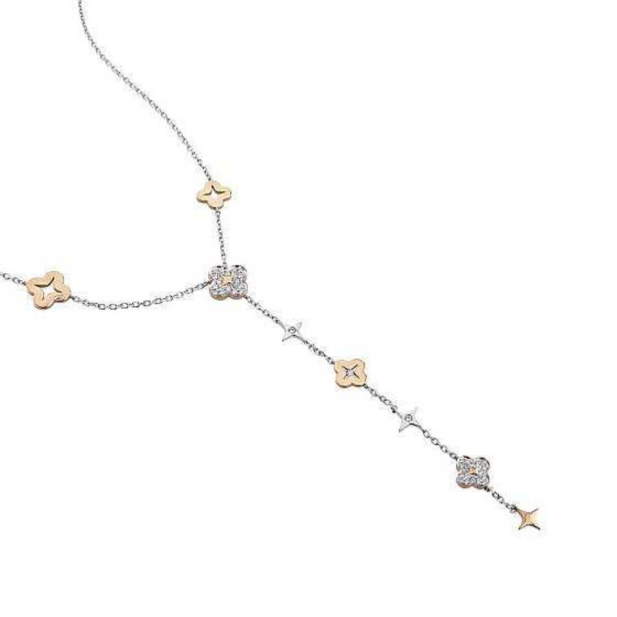 Joyas Chocrón | Colgante "Pensamiento" De Oro Blanco Y Oro Rosa Con Diamantes