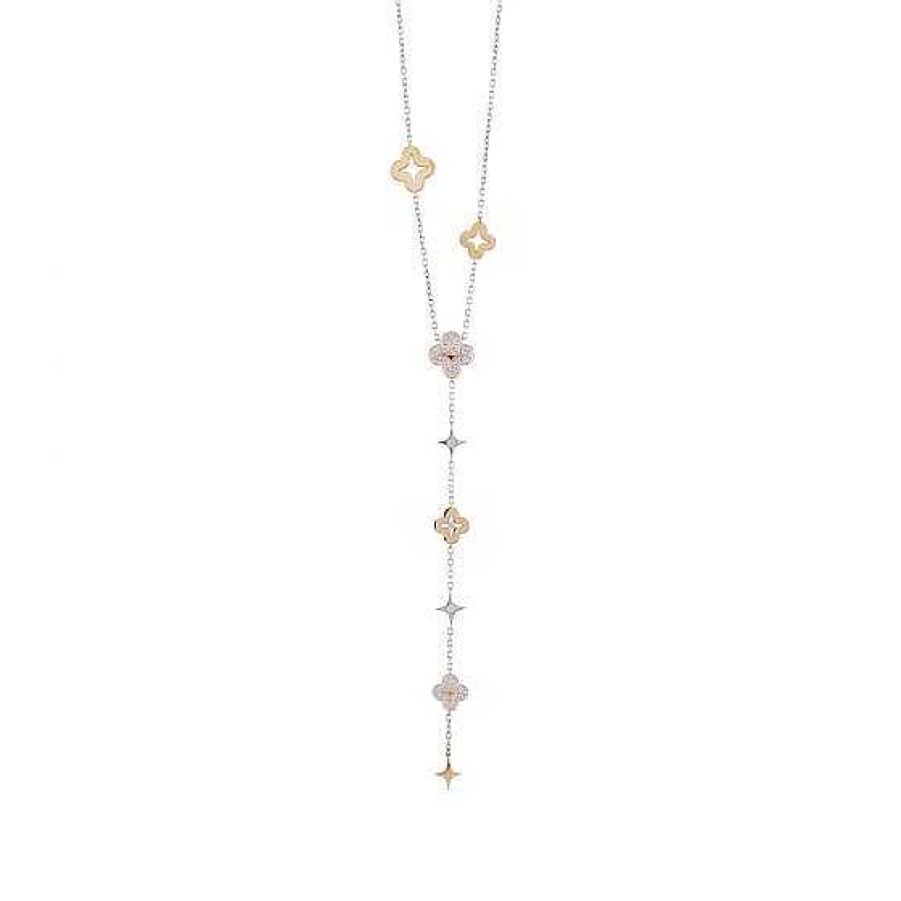 Joyas Chocrón | Colgante "Pensamiento" De Oro Blanco Y Oro Rosa Con Diamantes