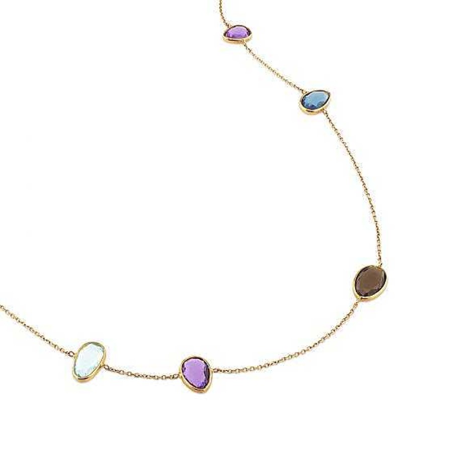 Joyas Chocrón | Collar De Oro Rosa Con Piedras Multicolor (90 Cm)