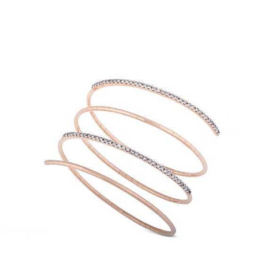 Joyas Chocrón | Pulsera De Muelle 4 Vueltas De Oro Rosa Con Diamantes