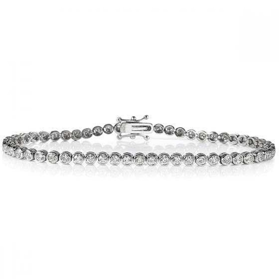 Joyas Chocrón | Pulsera Riviere Oro Blanco Con Diamantes En Chat N