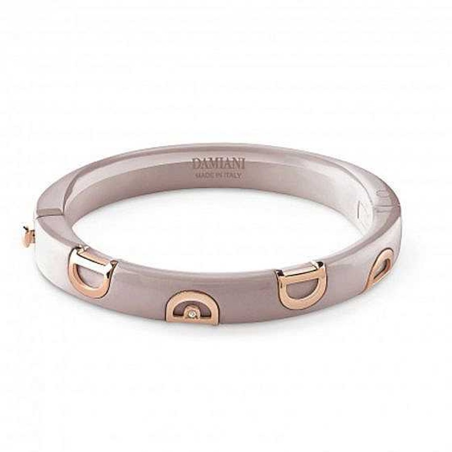 Joyas Damiani | Pulsera Damiani D.Icon De Cer Mica Capuchino, Oro Rosa Y Diamante