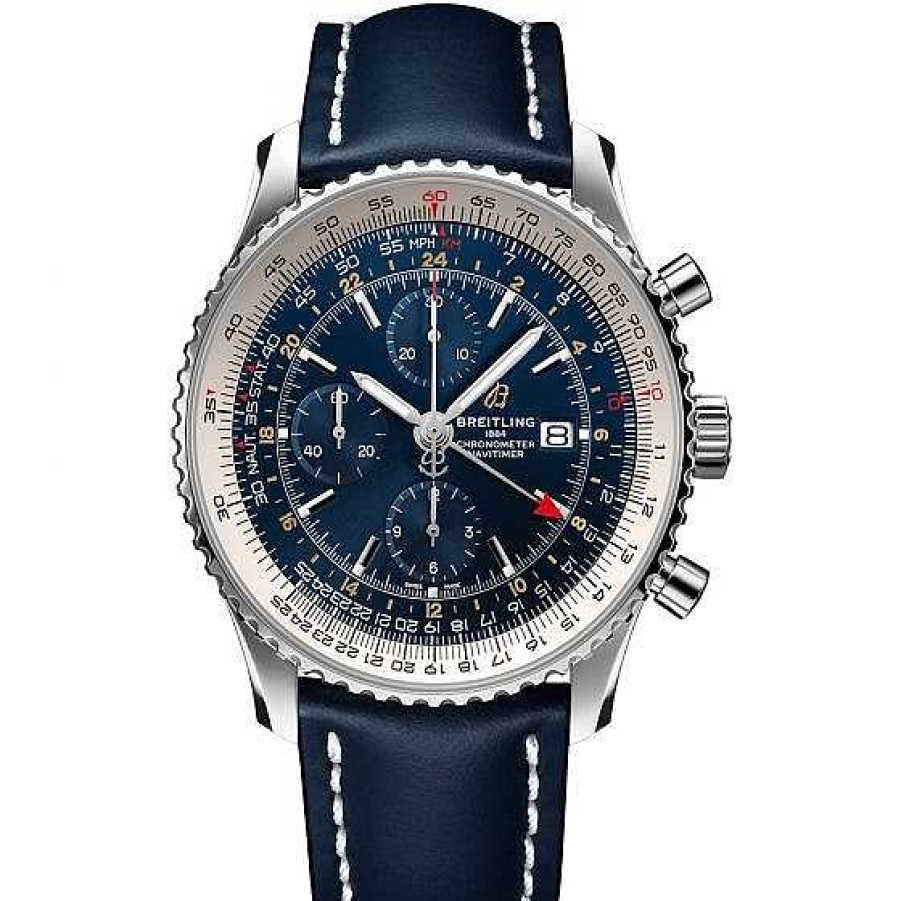 Relojes Breitling | Breitling Navitimer Chronograph Gmt 46Mm Acero Y Piel