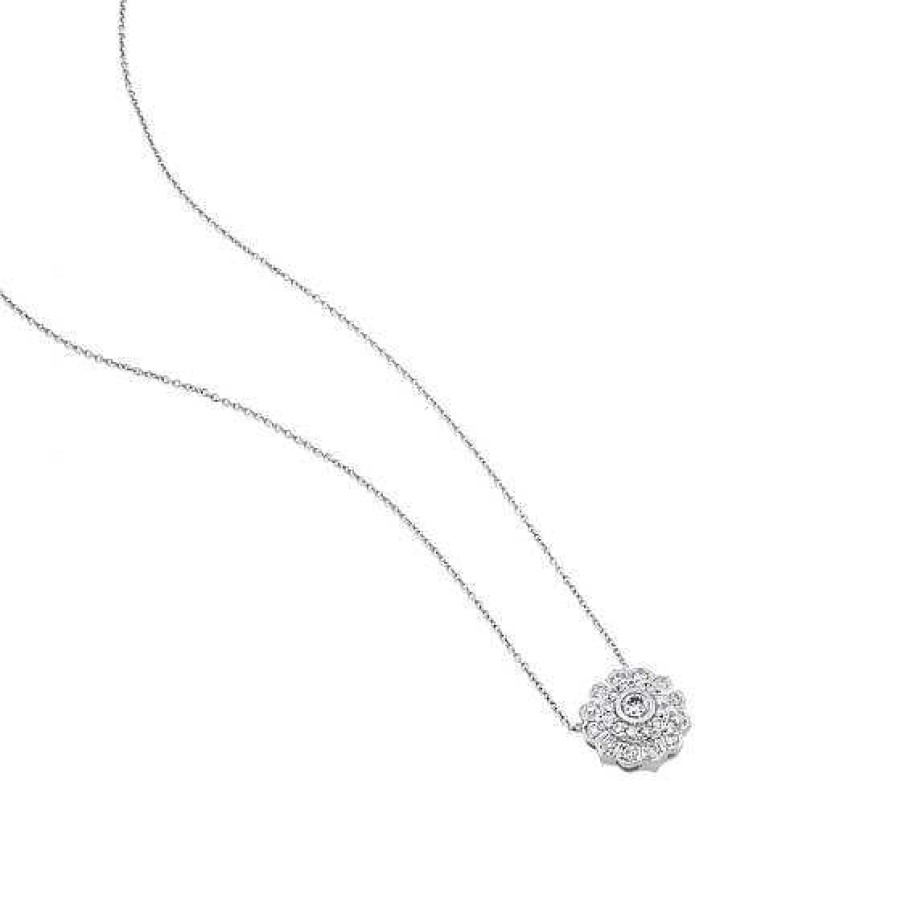 Joyas Chocrón | Colgante De Oro Blanco Con Flor De Diamantes