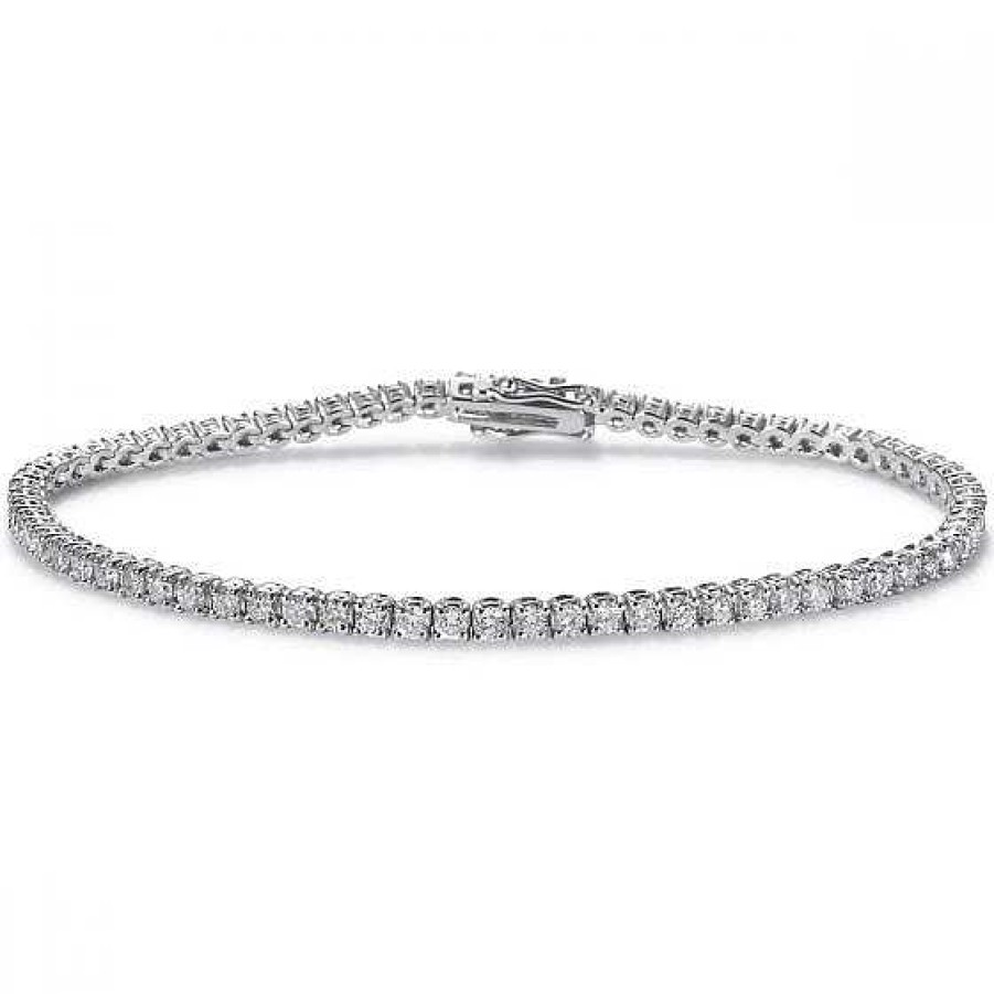 Joyas Chocrón | Pulsera Riviere De Oro Blanco Con Diamantes Talla Brillante