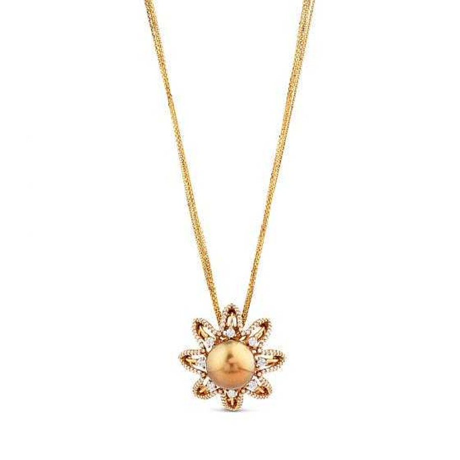 Joyas Chocrón | Colgante De Oro Rosa Con Estrella De Diamantes Y Perla Central Marr N