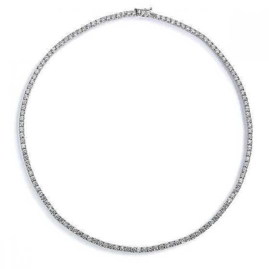 Joyas Chocrón | Collar Gargantilla Riviere De Oro Blanco Con Diamantes Talla Brillante