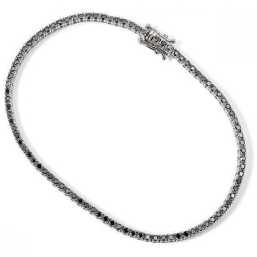 Joyas Chocrón | Pulsera Riviere Oro Blanco Con Diamantes Negros