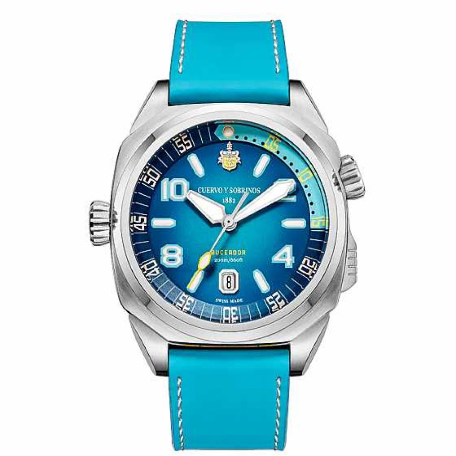 Relojes Cuervo y Sobrinos | Cuervo Y Sobrinos Buceador Caribe 43Mm Azul