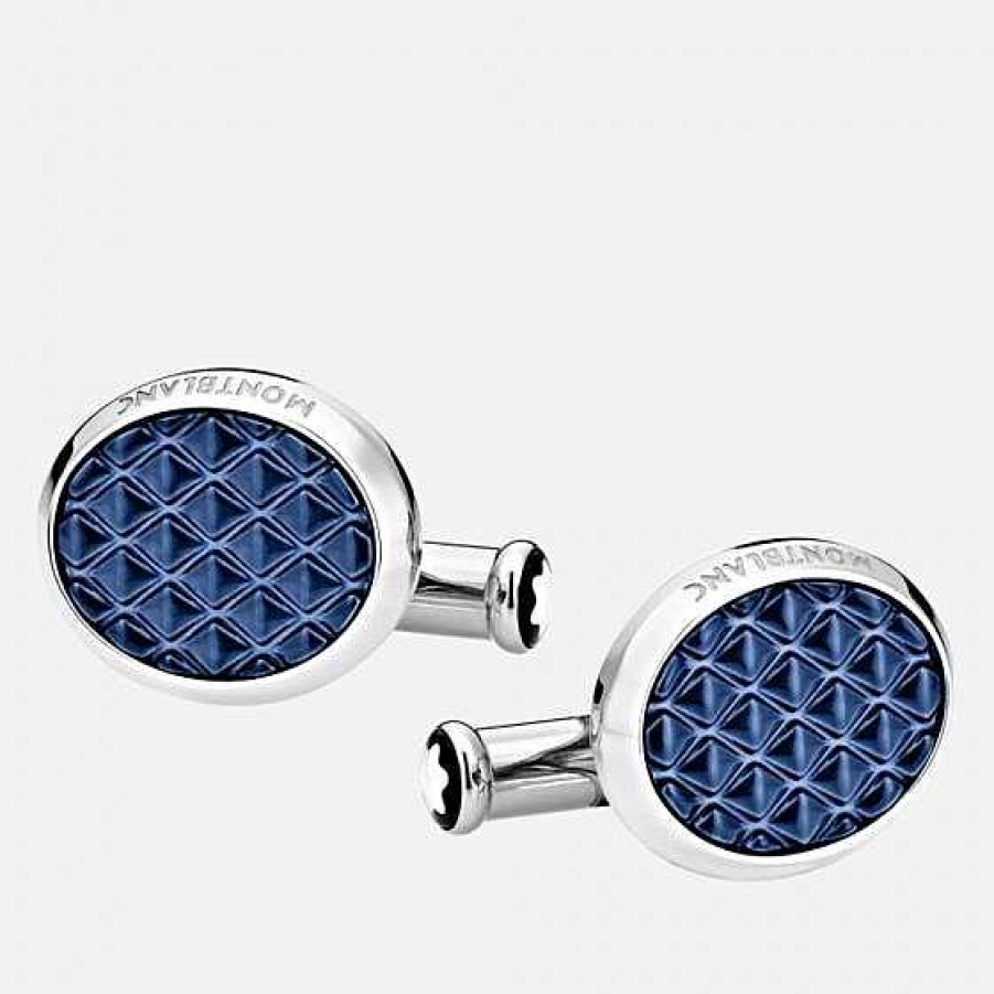 Accesorios Montblanc | Gemelos Montblanc Meisterst Ck Ovalados Acero Y Lacado Azul