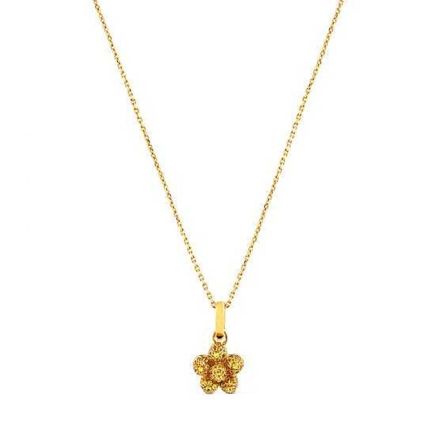 Joyas Chocrón | Colgante De Oro Amarillo Con Flor De Pav De Diamantes