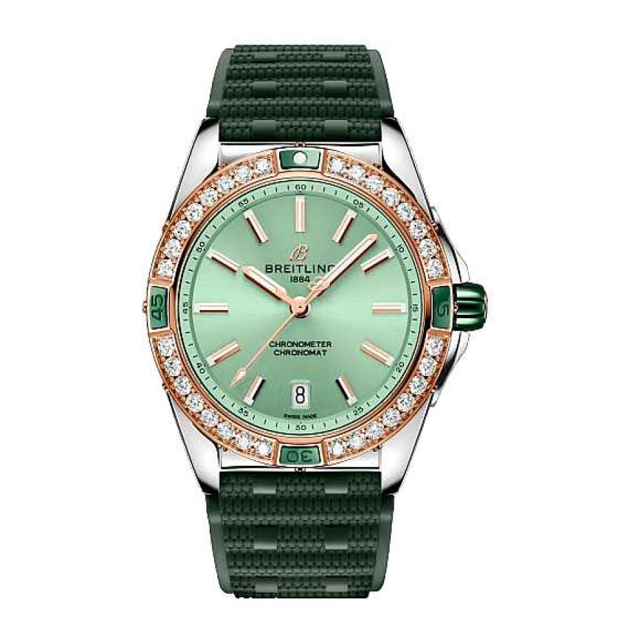 Relojes Breitling | Breitling Super Chronomat Automatic 38 Acero Y Oro Esfera Verde Caucho