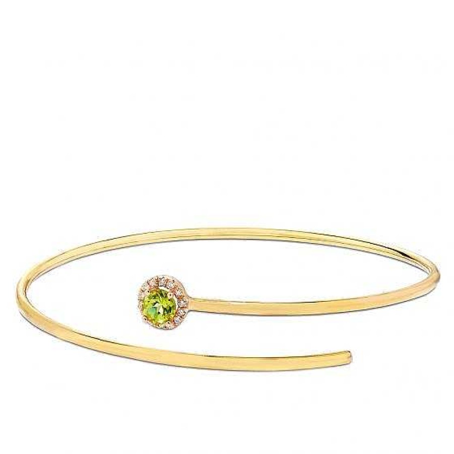 Joyas Chocrón | Pulsera De Muelle 1 Vuelta De Oro Amarillo Con Diamantes Y Peridoto