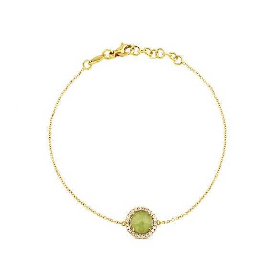 Joyas Chocrón | Pulsera De Oro Amarillo Y Jade Con Orla De Diamantes