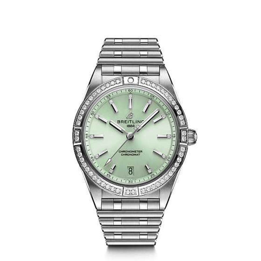 Relojes Breitling | Breitling Chronomat 36 Mm Esfera Verde Acero Y Diamantes Automatic